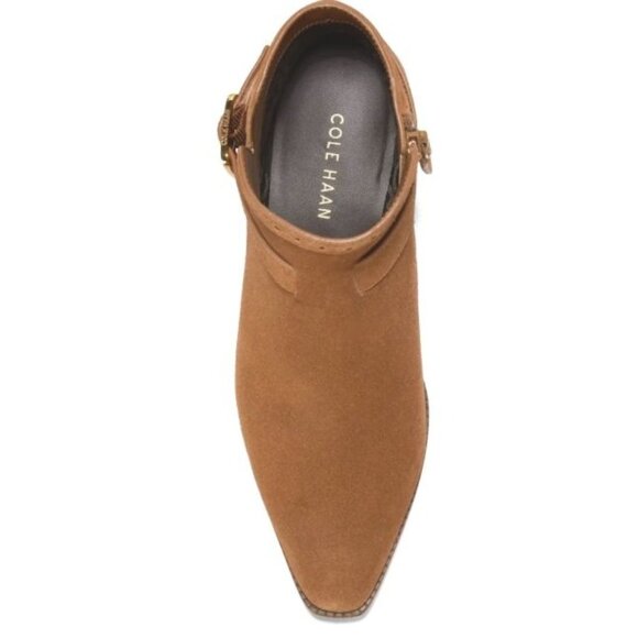 Cole Haan Womens Brown Suede Side Zip Up Norella Buckle Ankle Bootie Sz 9 B New - Picture 7 of 13